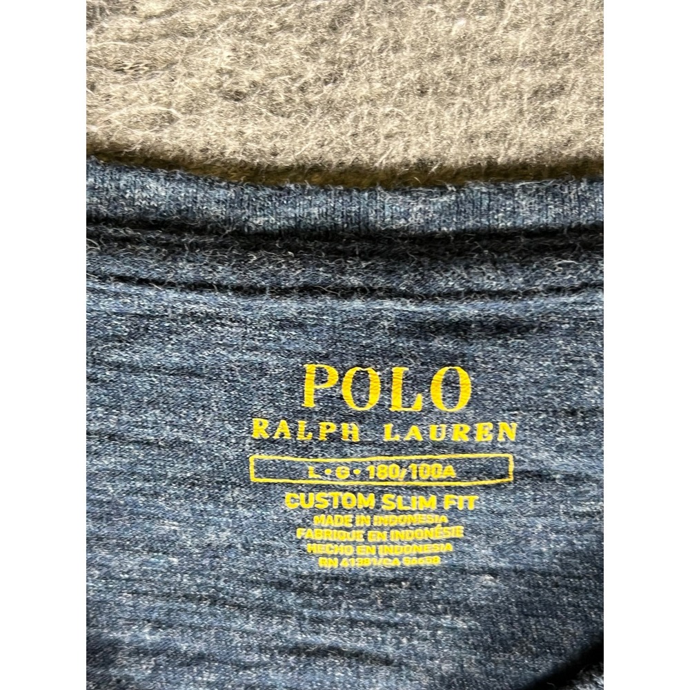 Polo Ralph Lauren Mens Custom Slim Fit T-Shirt Navy Blue Heather Slub Size Large - Picture 3 of 8